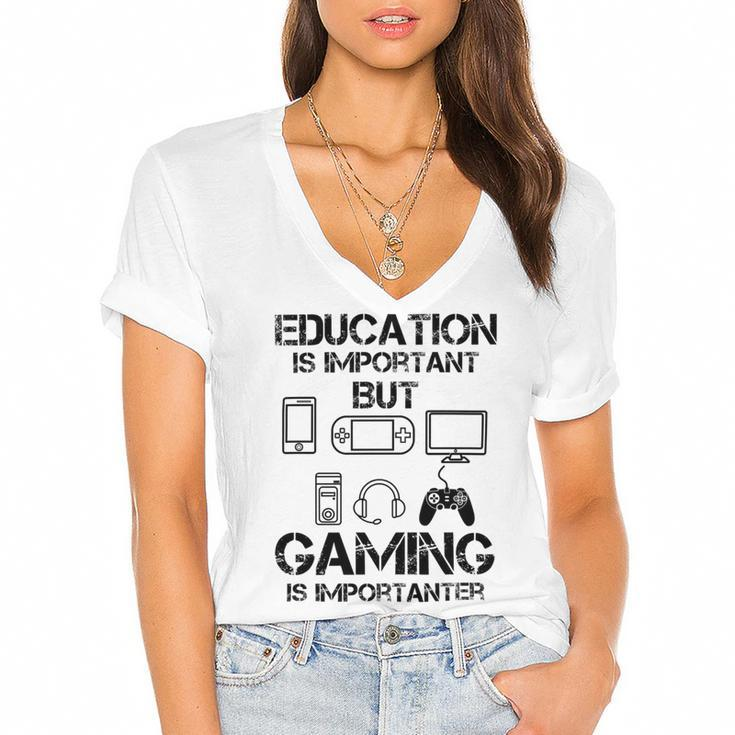 Funny Kids Gaming Women's Jersey Short Sleeve Deep V-Neck Tshirt