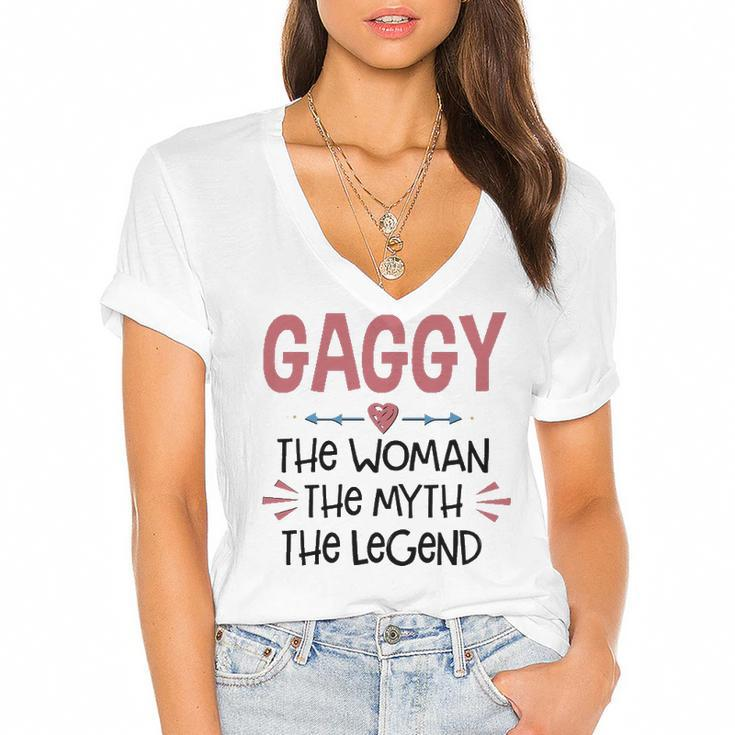 Gaggy Grandma Gift   Gaggy The Woman The Myth The Legend Women's Jersey Short Sleeve Deep V-Neck Tshirt