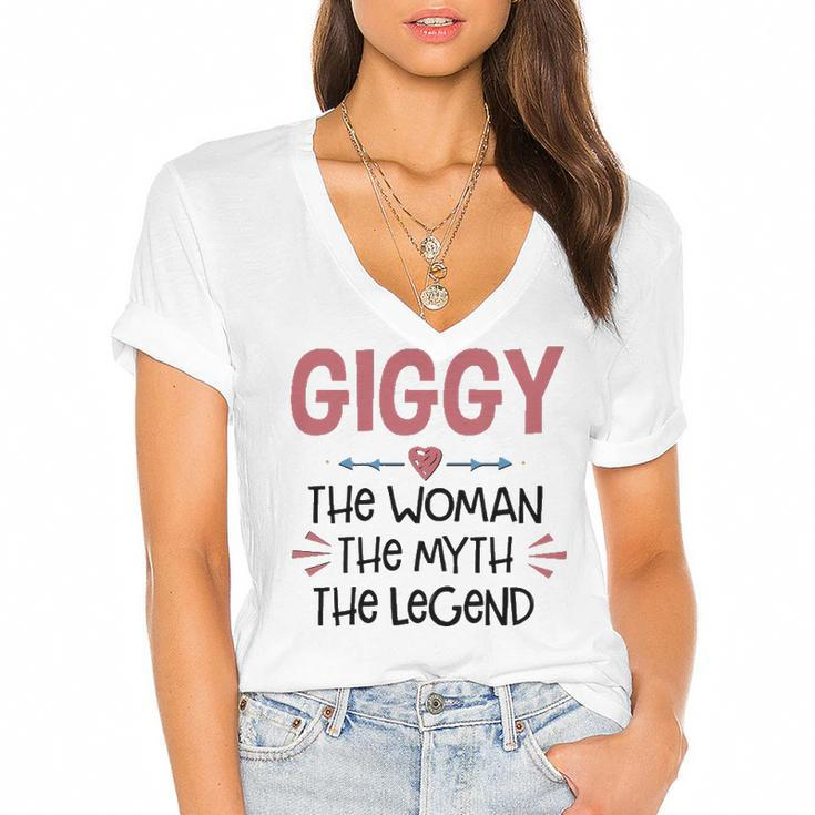 Giggy Grandma Gift   Giggy The Woman The Myth The Legend Women's Jersey Short Sleeve Deep V-Neck Tshirt