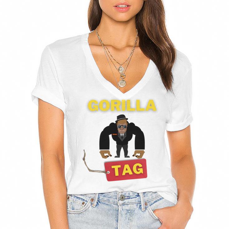 Gorilla Tag Pfp Maker Gorilla Tag Classic Women's Jersey Short Sleeve Deep V-Neck Tshirt