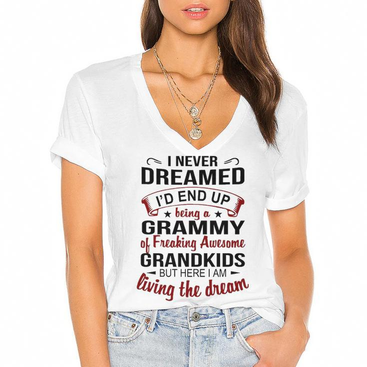 Grammy Grandma Gift   Grammy Of Freaking Awesome Grandkids Women's Jersey Short Sleeve Deep V-Neck Tshirt