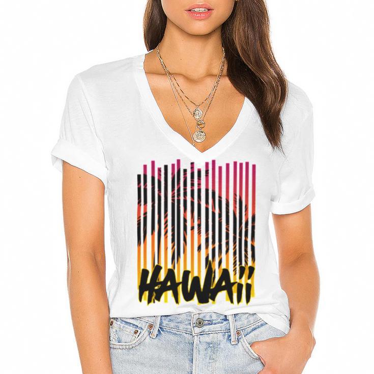 Hawaii V2 Women's Jersey Short Sleeve Deep V-Neck Tshirt