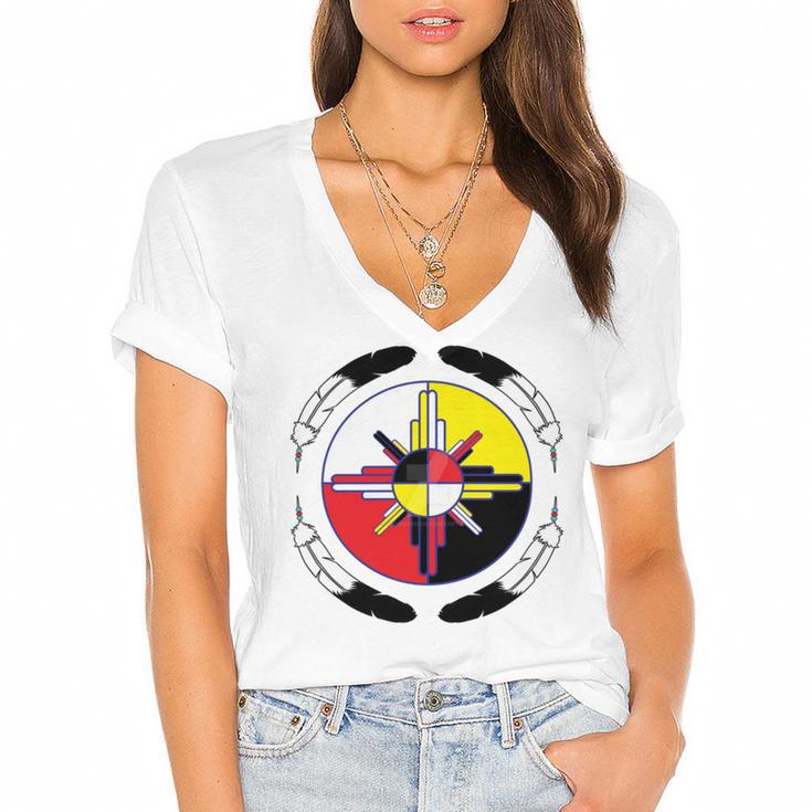 Huchnon Native American Tribe V4 Women's Jersey Short Sleeve Deep V-Neck Tshirt