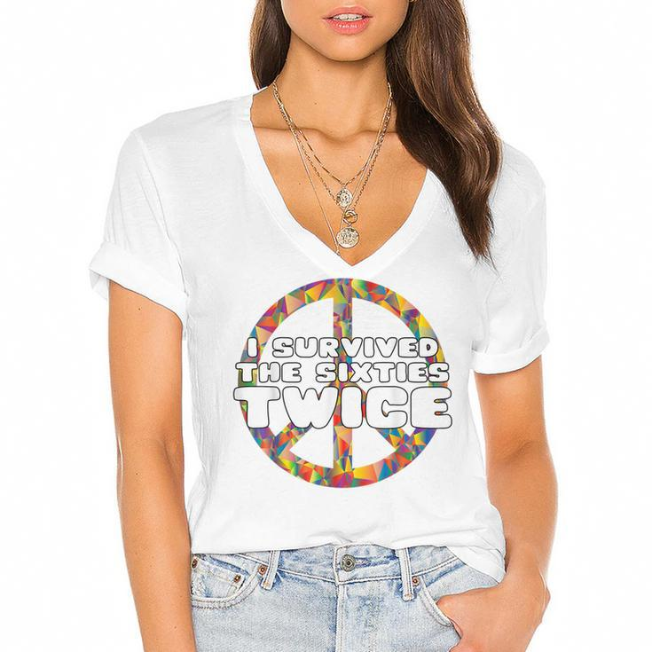 I Survived The 60S Twice - 70Th Birthday  Women's Jersey Short Sleeve Deep V-Neck Tshirt