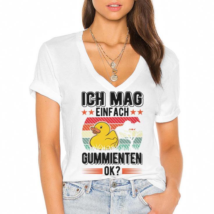 Ich Mag Einfach Gummienten Badeente Women's Jersey Short Sleeve Deep V-Neck Tshirt