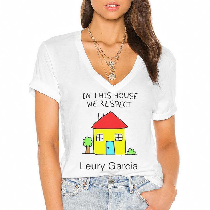 In This House We Respect Leury Garcia Women's Jersey Short Sleeve Deep V-Neck Tshirt