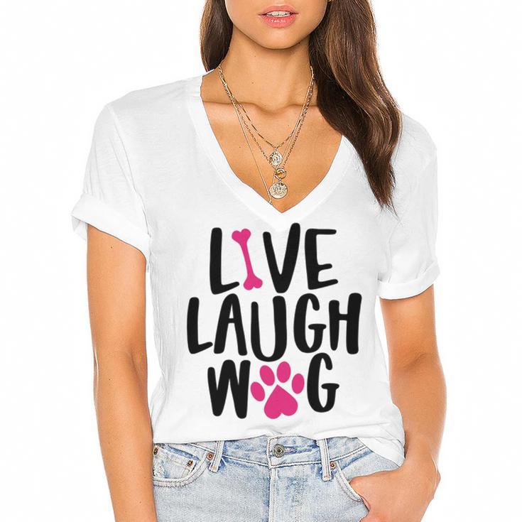 Live Laugh Bark 9 Trending Shirt Women's Jersey Short Sleeve Deep V-Neck Tshirt