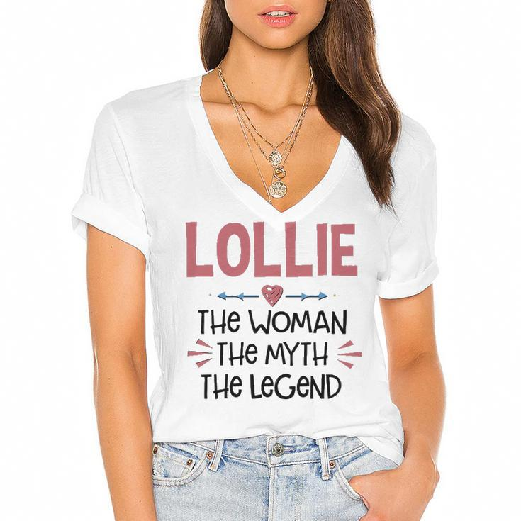 Lollie Grandma Gift   Lollie The Woman The Myth The Legend Women's Jersey Short Sleeve Deep V-Neck Tshirt