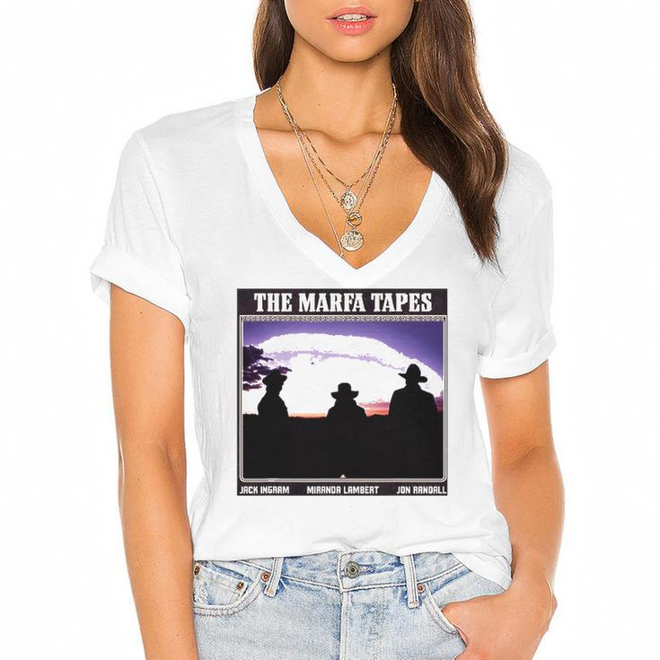 Men The Marfa Women Tapes Women's Jersey Short Sleeve Deep V-Neck Tshirt