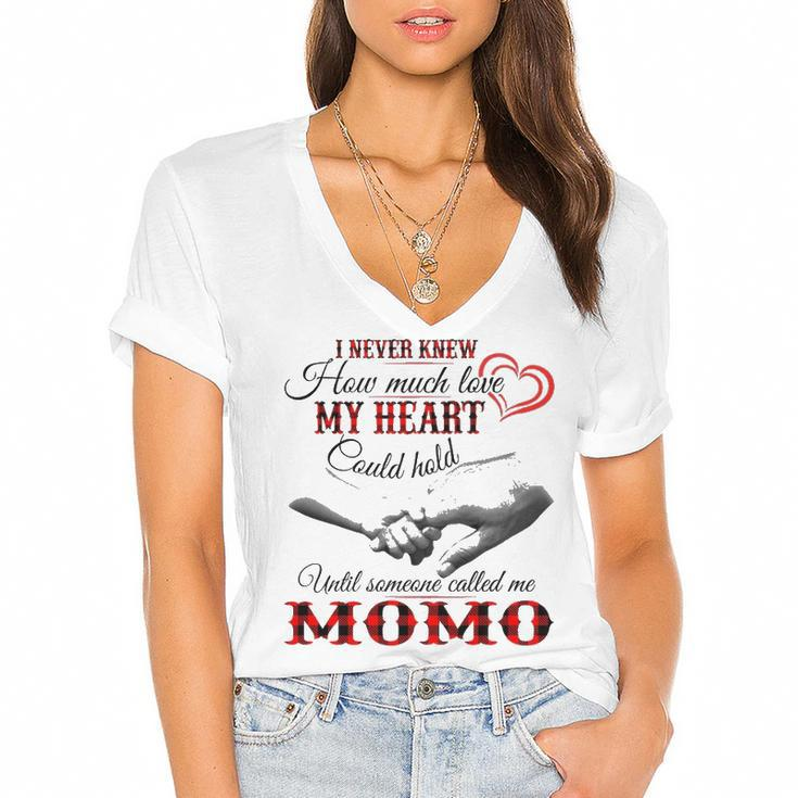 Momo Grandma Gift   Until Someone Called Me Momo Women's Jersey Short Sleeve Deep V-Neck Tshirt