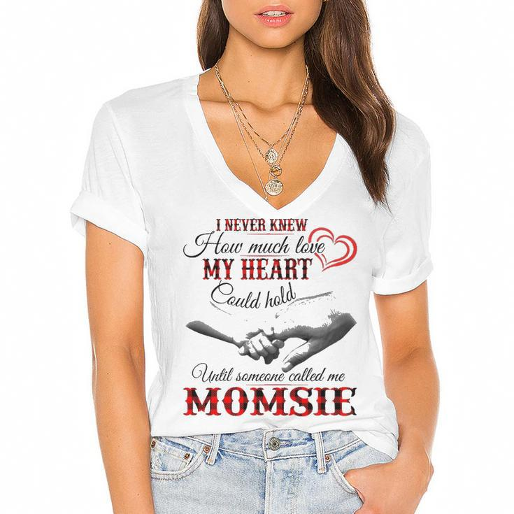 Momsie Grandma Gift   Until Someone Called Me Momsie Women's Jersey Short Sleeve Deep V-Neck Tshirt