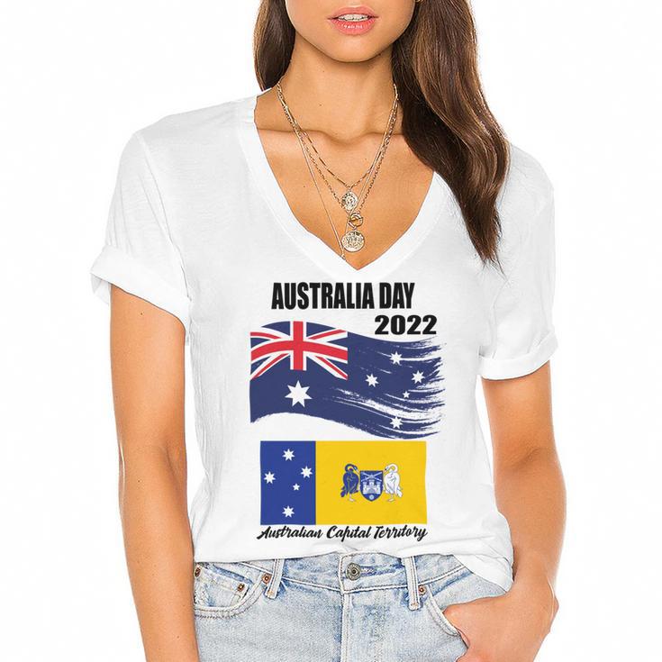 New Australia Day 2022   V2 Women's Jersey Short Sleeve Deep V-Neck Tshirt