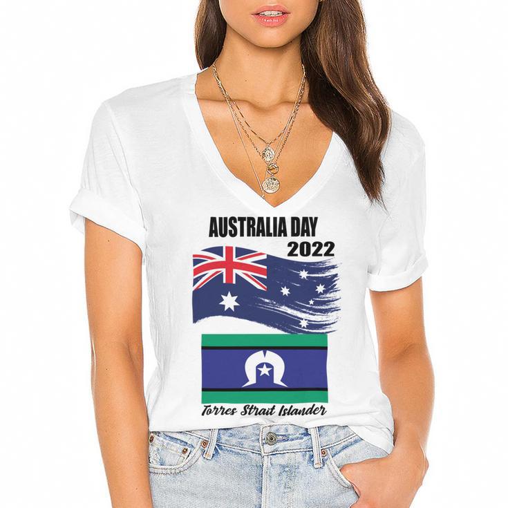 New Australia Day 2022   Women's Jersey Short Sleeve Deep V-Neck Tshirt