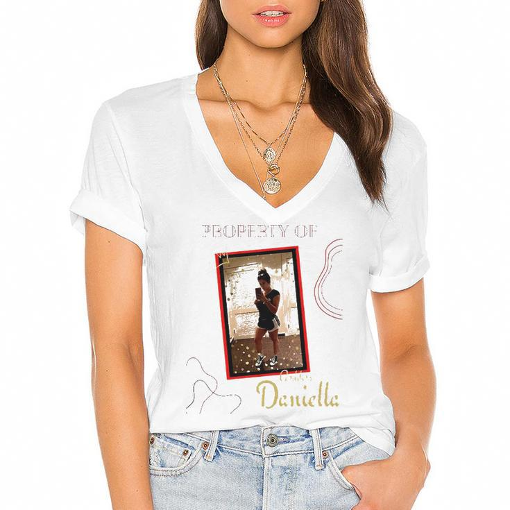 Property Of Goddess Daniella Women's Jersey Short Sleeve Deep V-Neck Tshirt