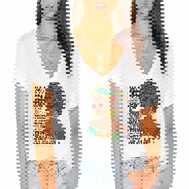 Proud Afro Leo Queen July August Birthday Leo Zodiac Sign  Women's Jersey Short Sleeve Deep V-Neck Tshirt