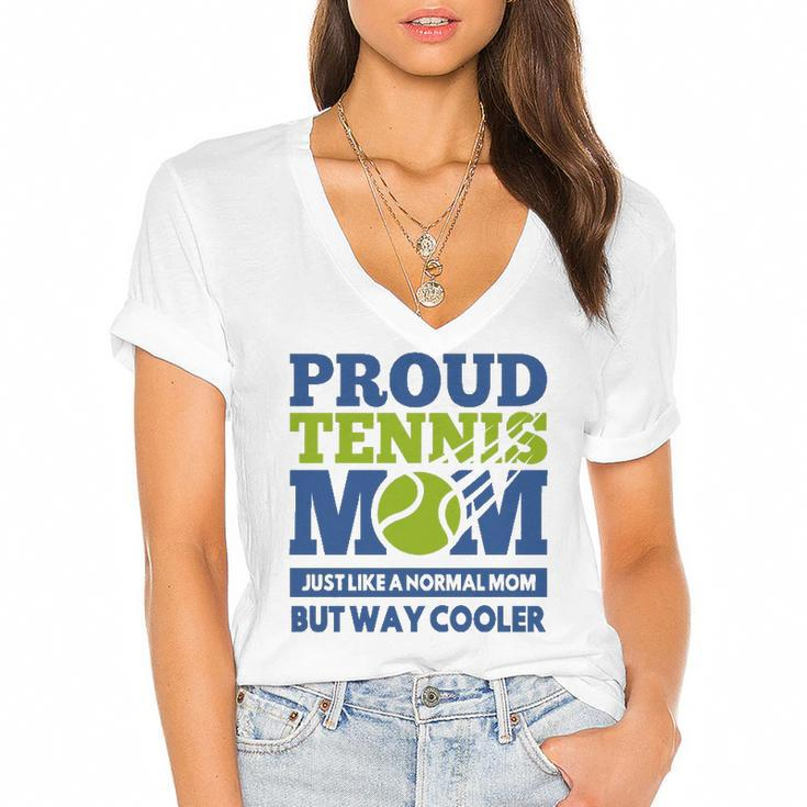 Proud Tennis Mom Funny Tennis Player Gift For Mothers  Women's Jersey Short Sleeve Deep V-Neck Tshirt