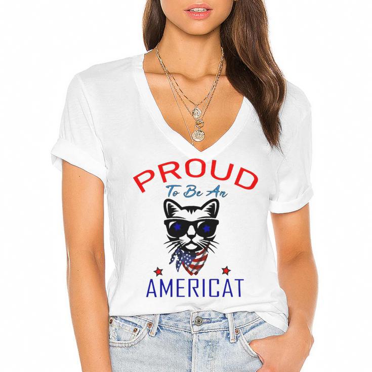 Proud To Be An Americat 808 Shirt Women's Jersey Short Sleeve Deep V-Neck Tshirt