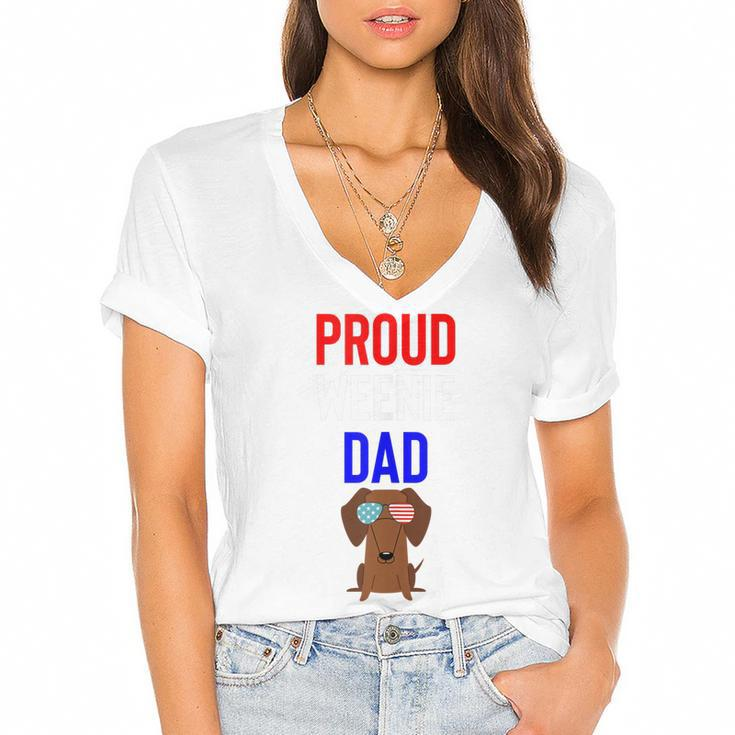 Proud Weenie Dad 4Th Of July Womens Gift  Women's Jersey Short Sleeve Deep V-Neck Tshirt