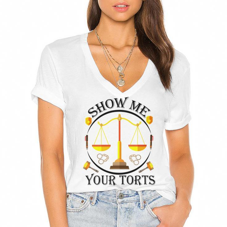 Show Me Your Torts Women's Jersey Short Sleeve Deep V-Neck Tshirt