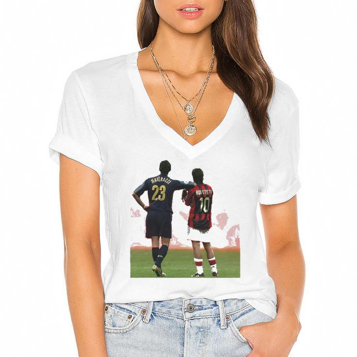 The Rui Costa And Materazzi Seeing Women's Jersey Short Sleeve Deep V-Neck Tshirt