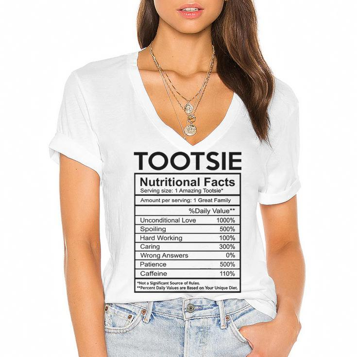 Tootsie Grandma Gift   Tootsie Nutritional Facts Women's Jersey Short Sleeve Deep V-Neck Tshirt