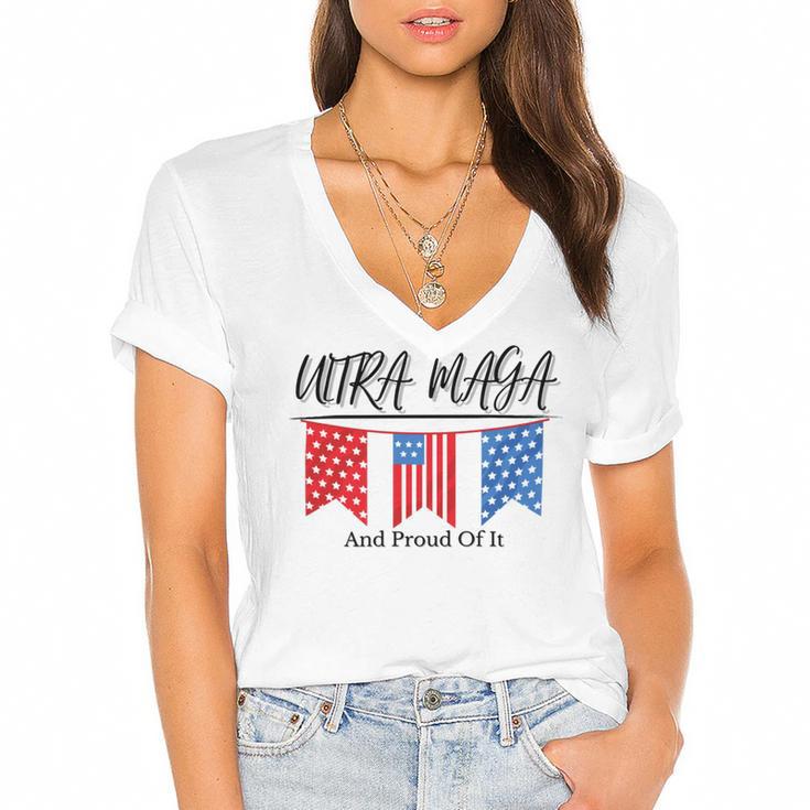 Ultra Maga And Proud Of It V15 Women's Jersey Short Sleeve Deep V-Neck Tshirt