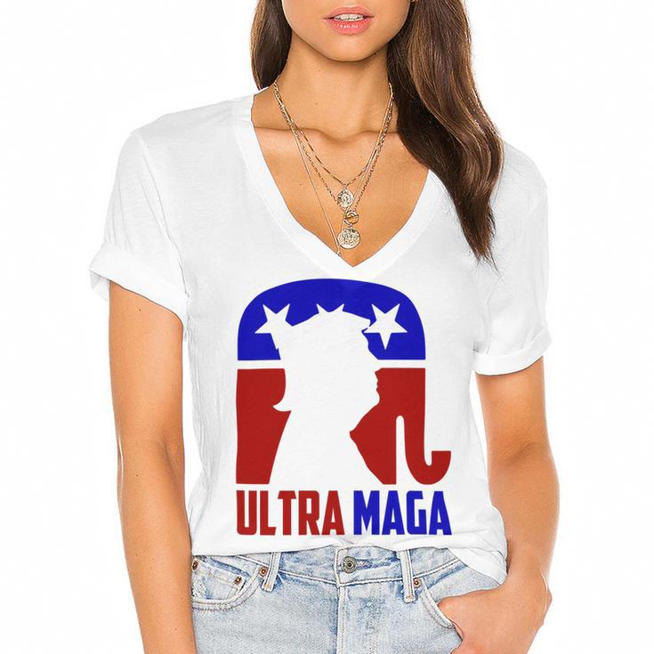 Ultra Maga And Proud Of It   V2 Women's Jersey Short Sleeve Deep V-Neck Tshirt