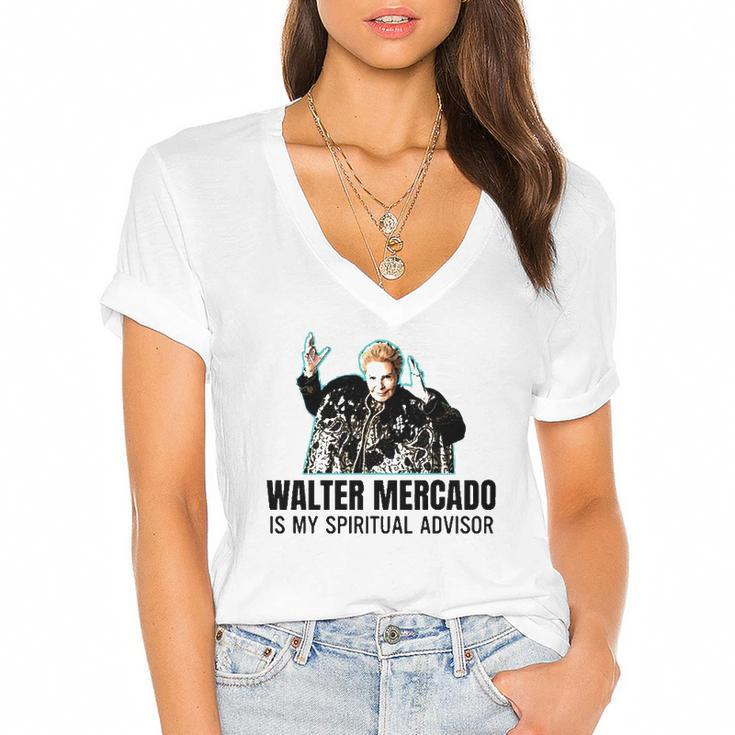 Walter Mercado Is My Spiritual Advisor Women's Jersey Short Sleeve Deep V-Neck Tshirt