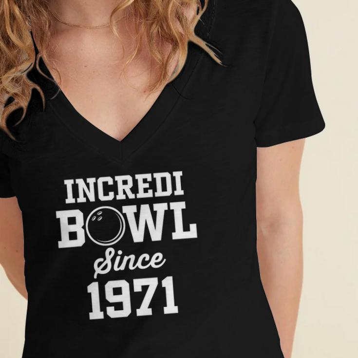 51 Years Old Bowler Bowling 1971 51St Birthday Women's Jersey Short Sleeve Deep V-Neck Tshirt