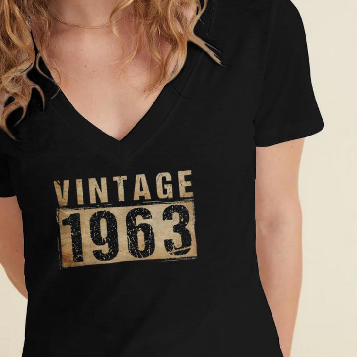 59 Years Old Vintage 1963 59Th Birthday Decoration Men Women Women's Jersey Short Sleeve Deep V-Neck Tshirt