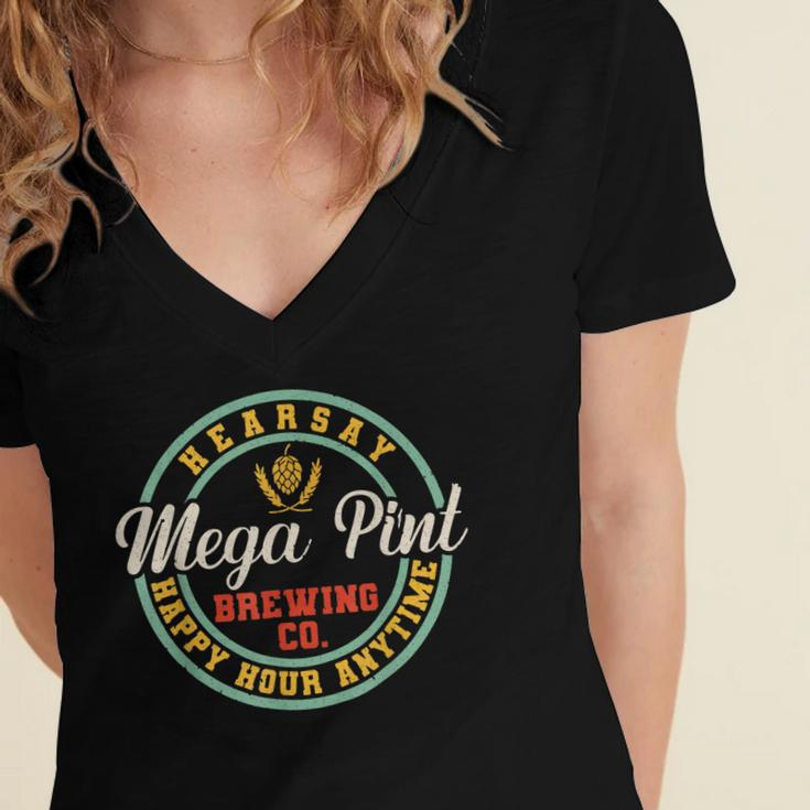 A Mega Pint Brewing Co Hearsay Happy Hour Anytime Women's Jersey Short Sleeve Deep V-Neck Tshirt