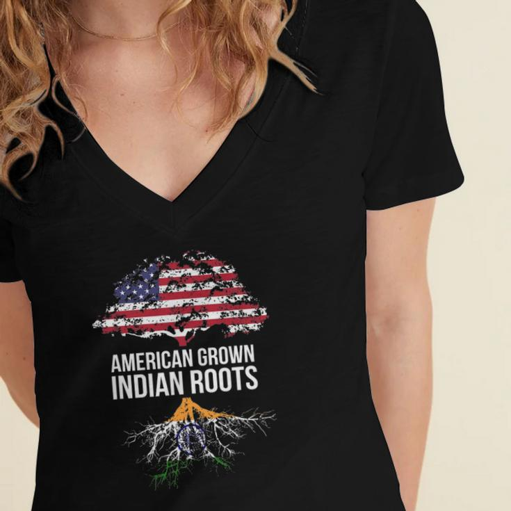 American Grown With Indian Roots - India Tee Women's Jersey Short Sleeve Deep V-Neck Tshirt
