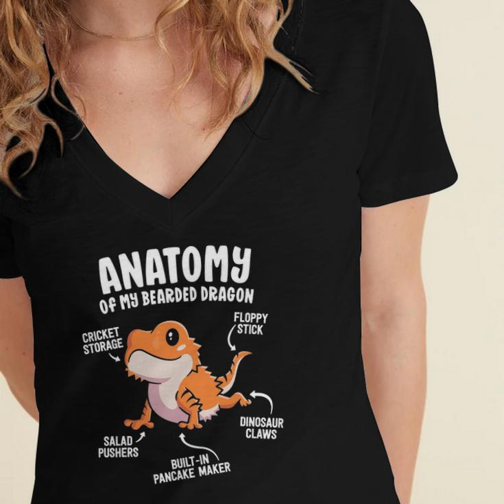 Anatomy Of A Bearded Dragon Gift For Reptile Lover Women's Jersey Short Sleeve Deep V-Neck Tshirt