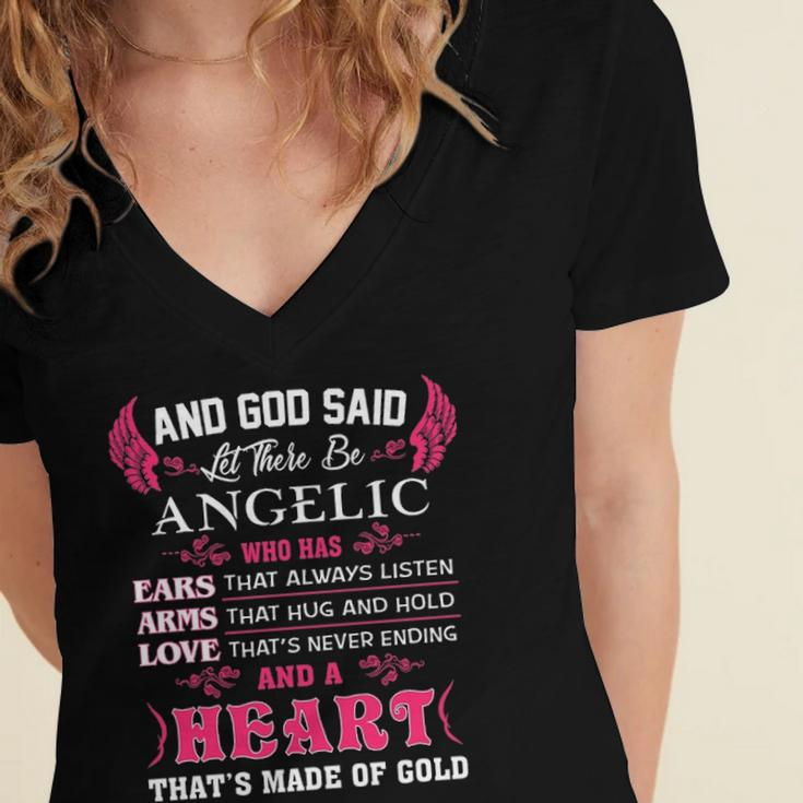 Angelic Name Gift And God Said Let There Be Angelic Women's Jersey Short Sleeve Deep V-Neck Tshirt