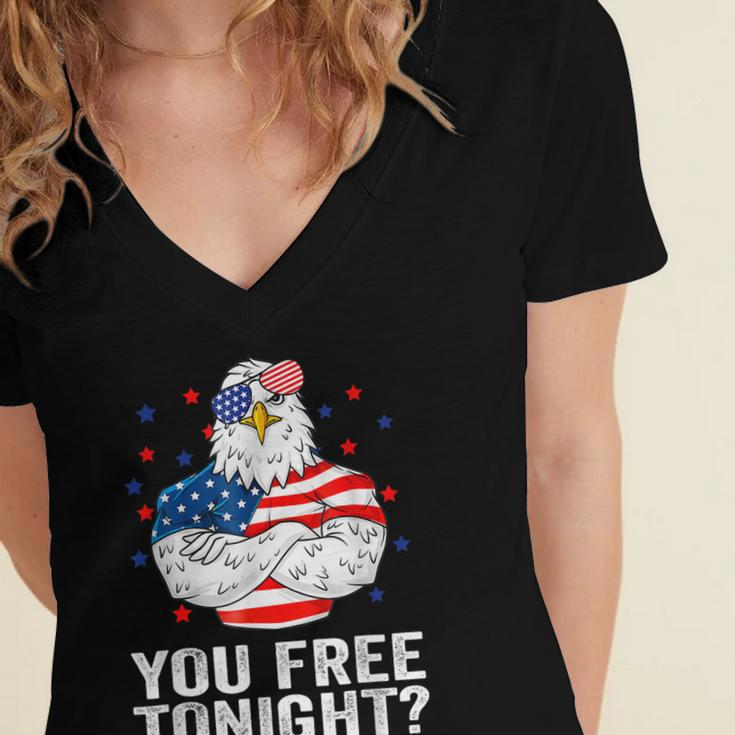 Are You Free Tonight 4Th Of July Independence Day Bald Eagle Women's Jersey Short Sleeve Deep V-Neck Tshirt
