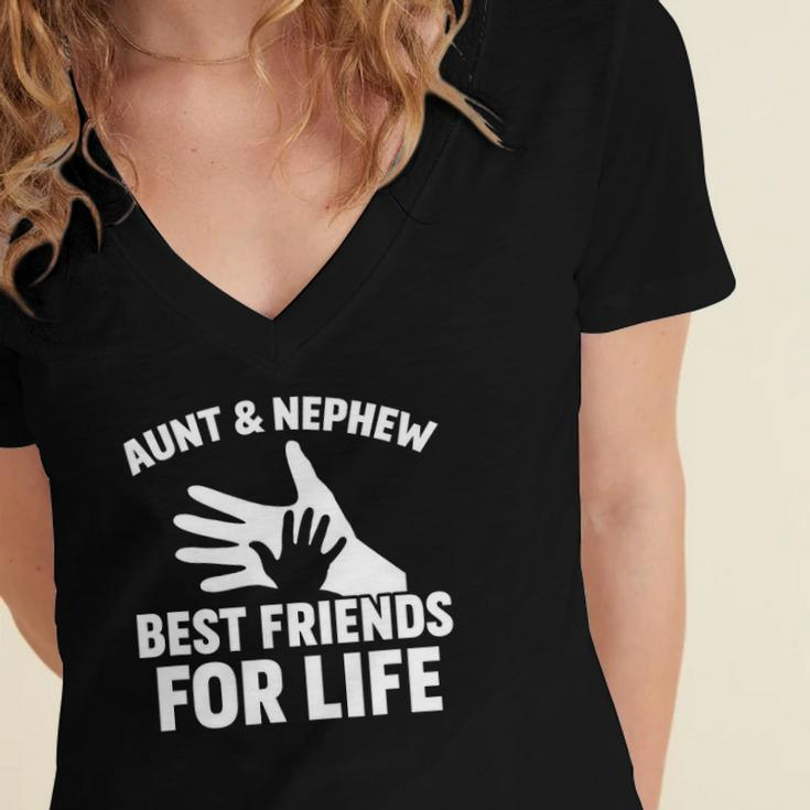 Aunt And Nephew Best Friends For Life Family Women's Jersey Short Sleeve Deep V-Neck Tshirt