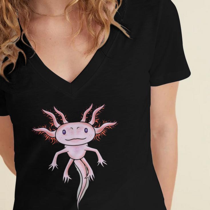 Axolotl Cute Women's Jersey Short Sleeve Deep V-Neck Tshirt