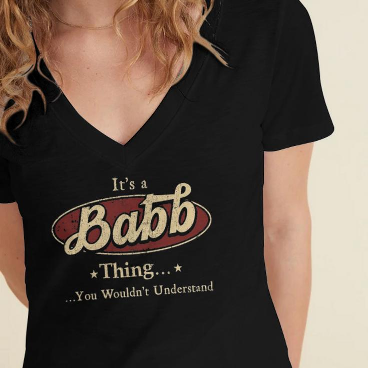 Babb Shirt Personalized Name GiftsShirt Name Print T Shirts Shirts With Names Babb Women's Jersey Short Sleeve Deep V-Neck Tshirt