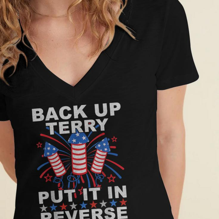 Back Up Terry Put It In Reverse Firework Funny 4Th Of July Women's Jersey Short Sleeve Deep V-Neck Tshirt
