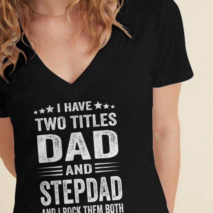 Best Dad And Stepdad Cute Fathers Day Gift From Wife V2 Women's Jersey Short Sleeve Deep V-Neck Tshirt