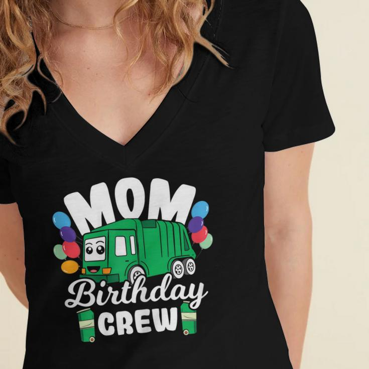 Birthday Crew Mom Of The Birthday Boy Garbage Truck Women's Jersey Short Sleeve Deep V-Neck Tshirt