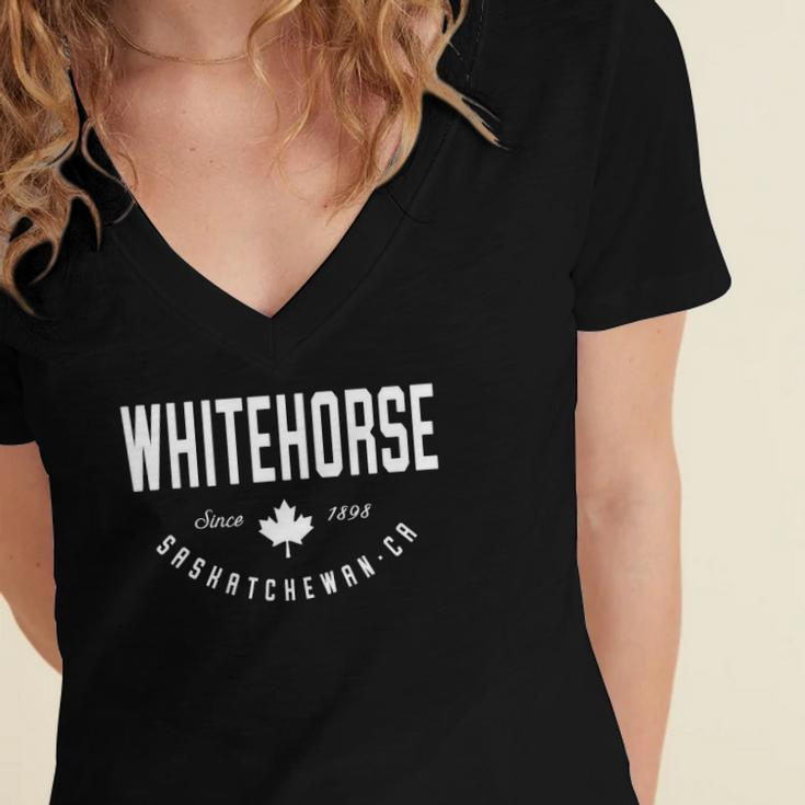 Ca Whitehorse Yukon Canadian Maple Leaf Women's Jersey Short Sleeve Deep V-Neck Tshirt
