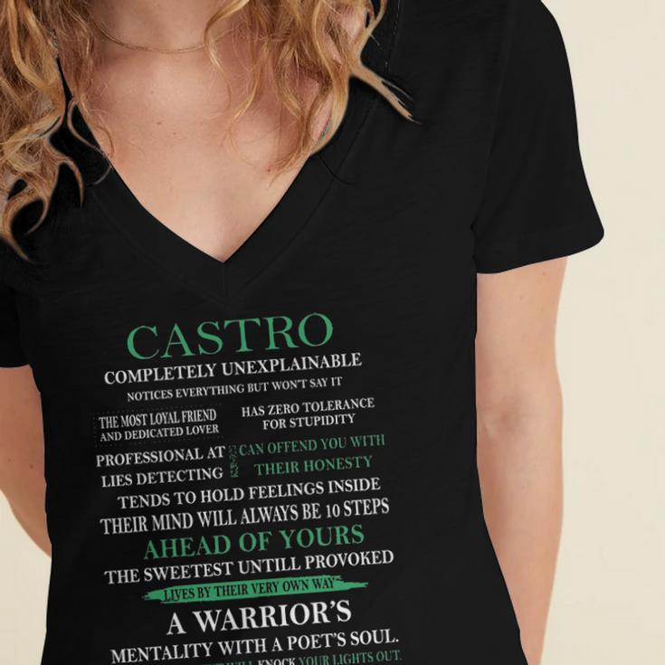 Castro Name Gift Castro Completely Unexplainable Women's Jersey Short Sleeve Deep V-Neck Tshirt