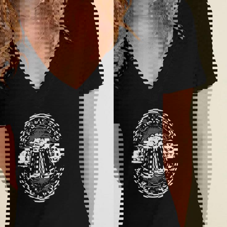 Cheers And Beers To 90 Years Old 90Th Birthday Drink Beers Women's Jersey Short Sleeve Deep V-Neck Tshirt