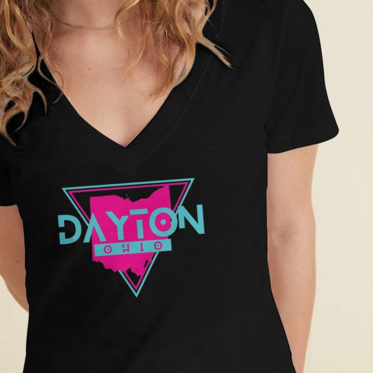 Dayton Ohio Triangle Souvenirs City Lover Gift Women's Jersey Short Sleeve Deep V-Neck Tshirt