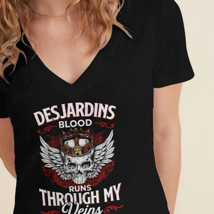 Desjardins Blood Runs Through My Veins Name V2 Women's Jersey Short Sleeve Deep V-Neck Tshirt