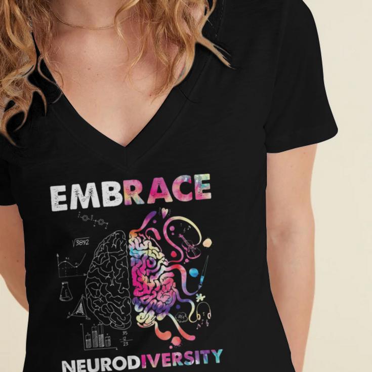 Embrace Neurodiversity Funny V4 Women's Jersey Short Sleeve Deep V-Neck Tshirt