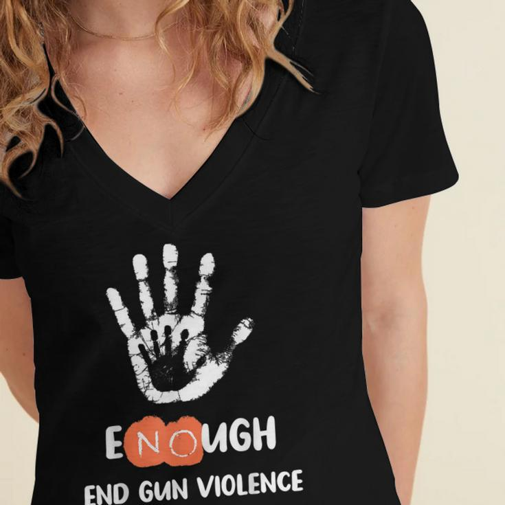 Enough End Gun Violence No Gun Anti Violence No Gun Women's Jersey Short Sleeve Deep V-Neck Tshirt