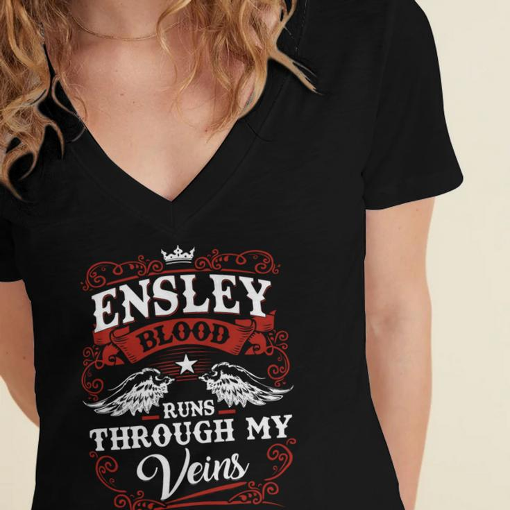 Ensley Name Shirt Ensley Family Name Women's Jersey Short Sleeve Deep V-Neck Tshirt