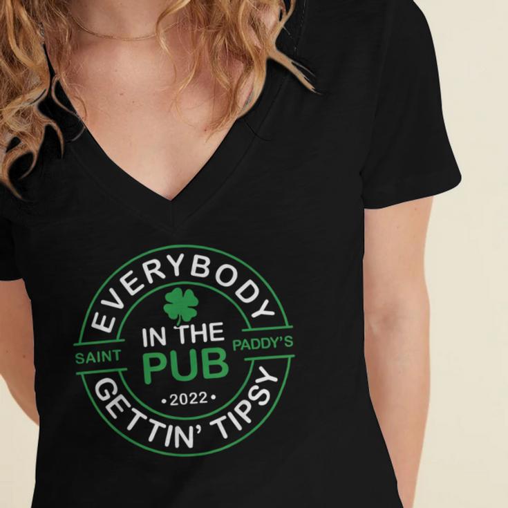 Everybody In The Pub Gettin Tipsy Women's Jersey Short Sleeve Deep V-Neck Tshirt